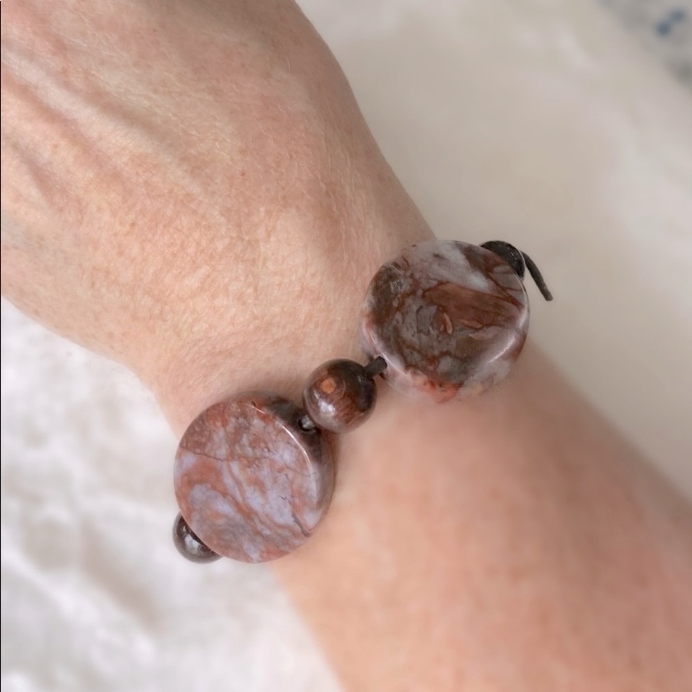 Genuine Agate, Leather Bracelet